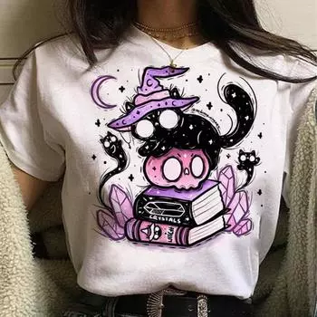 Футболка Pastel Goth Cat женская футболки harajuku женская аниме одежда S