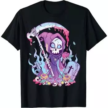Футболка Pastel Goth Creepy Death Grim Reaper Kawaii Occult S чёрный