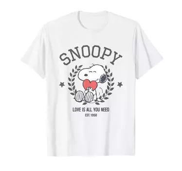 Футболка Peanuts Snoopy Love Heart Love Is All You Need белый