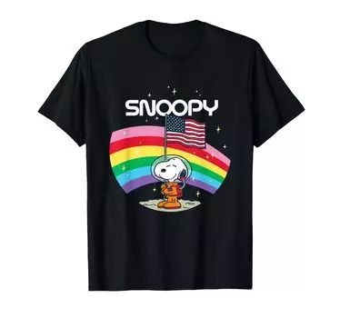 Футболка PEANUTS Snoopy Starry Sky Rainbow Moon чёрный