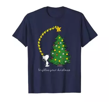 Футболка PEANUTS Snoopy Woodstock Brighten Christmas синий