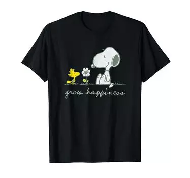 Футболка Peanuts Snoopy Woodstock Growth Happiness Nature чёрный