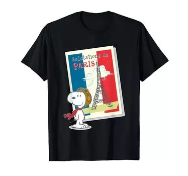 Футболка PEANUTS «Снупи в Париже» чёрный