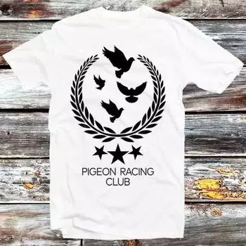 Футболка Pigeon Racing Club, 230 г/м, 100% хлопок, винтажная ретро-футболка, крутой подарок для мужчин и женщин, унисекс, мультяшный аниме-топ, футболка B1106 XXS белый