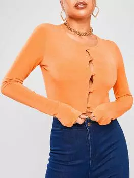 Футболка-пикабу ZAFUL с длинными рукавами S оранжевый