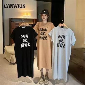 Футболка платье свободного покроя большого размера короткое платье летнее платье с короткими рукавами M серый