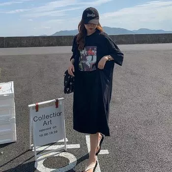 Футболка-платье Женское летнее повседневное футболка-платье с короткими рукавами M светло-серый