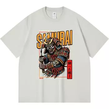 Футболка плотностью 230 г/м2, 100% хлопок, футболки с принтом «Тень самурая», забавная футболка из чесаного хлопка в стиле Харадзюку XS абрикосовый