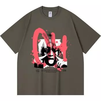 Футболка плотностью 230 г/м2, 100% хлопок ОХ! Футболки с принтом Смешная футболка из чесаного хлопка в стиле Харадзюку XS абрикосовый