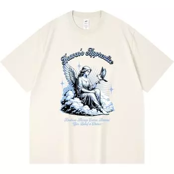 Футболка плотностью 230 г/м2 из 100% хлопка с принтом Heaven s Apprentice, футболка из чесаного хлопка в смешном стиле Харадзюку XS абрикосовый