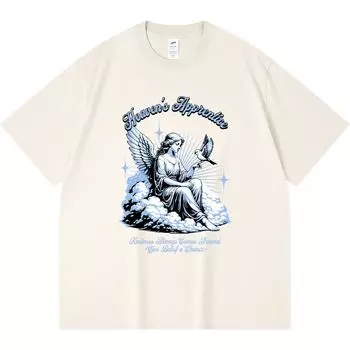 Футболка плотностью 230 г/м2 из 100% хлопка с принтом Heavens Apprentice, забавная футболка из чесаного хлопка в стиле Харадзюку XS абрикосовый