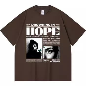 Футболка плотностью 230 г/м2 из 100% хлопка с принтом Drowning In Hope, забавная футболка из чесаного хлопка в стиле Харадзюку XS абрикосовый