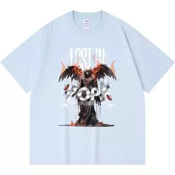 Футболка плотностью 230 г/м2 из 100% хлопка с принтом Lost In Hope, забавная футболка из чесаного хлопка в стиле Харадзюку XS абрикосовый