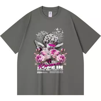 Футболка плотностью 230 г/м2 из 100% хлопка с принтом Hope In Romance, забавная футболка из чесаного хлопка в стиле Харадзюку XS абрикосовый