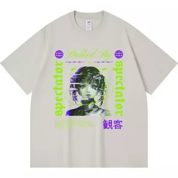 Футболка плотностью 230 г/м2 из 100% хлопка Футболки с принтом «Преследуемый зрителем» Смешная футболка из чесаного хлопка в стиле Харадзюку XS абрикосовый