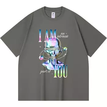 Футболка плотностью 230 г/м2 из 100% хлопка с принтом «Я неотъемлемая часть тебя» Футболка из чесаного хлопка в смешном стиле Харадзюку XS абрикосовый