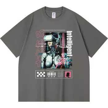 Футболка плотностью 230 г/м2 из 100% хлопка с принтом Humanoid Inteligent, забавная футболка из чесаного хлопка в стиле Харадзюку XS абрикосовый