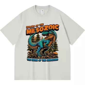 Футболка плотностью 230 г/м2 из 100% хлопка с принтом Rulers of The Mesozoic, забавная футболка из чесаного хлопка в стиле Харадзюку XS абрикосовый