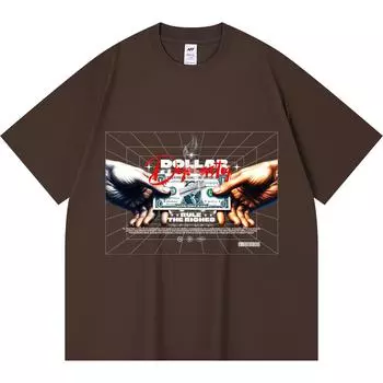 Футболка плотностью 230 г/м2 из 100% хлопка с принтом Dollar Dynasty, футболки из чесаного хлопка в смешном стиле Harajuku XS абрикосовый