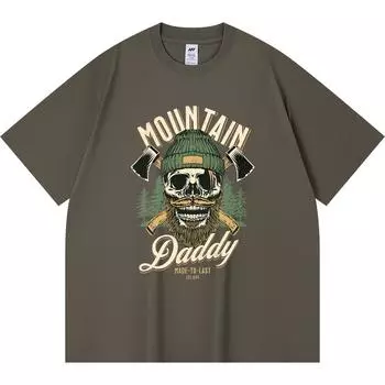 Футболка плотностью 230 г/м2 из 100% хлопка с принтом Mountain Daddy Outdoor Tees в смешном стиле Харадзюку, футболка из чесаного хлопка XS абрикосовый
