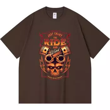 Футболка плотностью 230 г/м2 из 100% хлопка с принтом «Наслаждайтесь поездкой и ветром» в виде поршня. Забавная футболка из чесаного хлопка в стиле Харадзюку XS абрикосовый