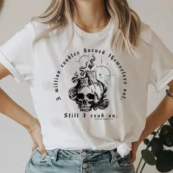 Футболка Poet Эдгар Аллан По Футболка Dark Academia Эдгар Аллан По Футболка Bookish По Футболка Goblincore Футболка Renaissance Футболка Librarian M белый