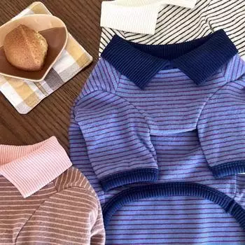 Футболка-поло для собак, дышащий полосатый жилет для собак, хлопковая летняя одежда для щенков, костюм для девочек, чихуахуа, бишон, роскошный свитер для собак XS