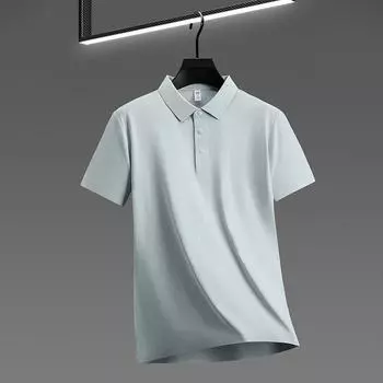 Футболка-поло из однотонной парчи с аммиачным бесшовным клеем, мужская, с тонкими лацканами и коротким рукавом M