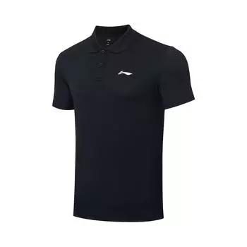 Футболка-поло Li Ning Badminton Series с логотипом из сплошного цвета, дышащая, быстросохнущая, унисекс, топы черного цвета APLR125-9 S