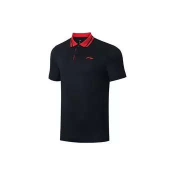 Футболка-поло Li Ning Table Tennis Rookie Series с логотипом на полпуговицы, унисекс, черные рубашки-поло AAYT033-4 XL