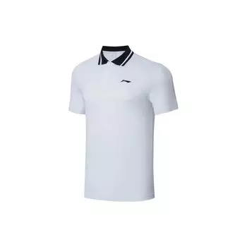 Футболка-поло Li Ning Table Tennis Rookie Series с логотипом на полпуговицы, унисекс, стандартные белые рубашки-поло AAYT033-1 XXL