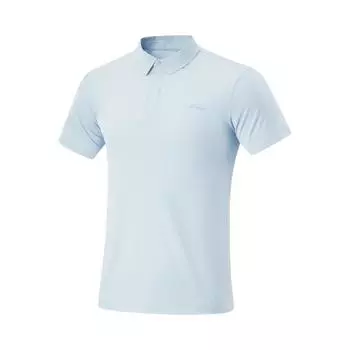 Футболка-поло LiNing Fitness Series с коротким рукавом, однотонная, влагоотводящая, мужская, облачно-голубая APLU003-8 L