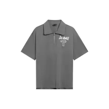 Футболка-поло на молнии с подкладкой и буквенным принтом, мужские топы, свинцово-серый AHST629-4 XL