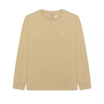 Футболка Polo Ralph Lauren FW24, однотонная, с вышивкой в виде маленького пони, с круглым вырезом и длинными рукавами, детские топы, классика-хаки CWPOTSHY8020929-250