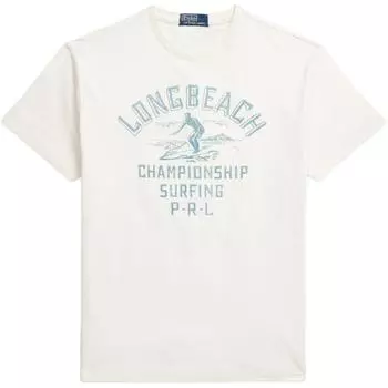 Футболка Polo Ralph Lauren Хлопковая Однотонная Вязаная с Узором Мужская Топы Молочно-Белый MNPOTSH1N822697-100 M