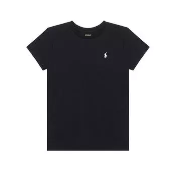 Футболка Polo Ralph Lauren, однотонная, с вышитым логотипом, с круглым вырезом, повседневная, с коротким рукавом, для детей, черная 313833549-021 XL