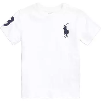 Футболка Polo Ralph Lauren, однотонная, с вышитым логотипом, с круглым вырезом, повседневная, с коротким рукавом, для детей, белая CWPOTSHB8020031-100 M