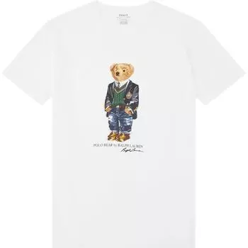 Футболка Polo Ralph Lauren Polo Bear с принтом в виде букв и круглым вырезом, с коротким рукавом, мужская, белая MNPOKNI1N820931-100 XS