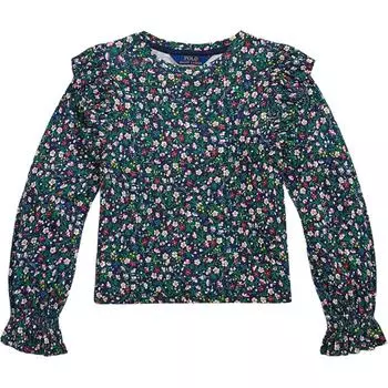 Футболка Polo Ralph Lauren с круглым вырезом, с принтом по всей поверхности, пуловер, длинный рукав, детские топы, темно-синий 313963050-001 XL
