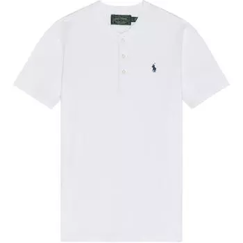 Футболка поло Ralph Lauren с вышивкой логотипа, однотонная, с коротким рукавом, мужская, топы, белая 710964485-001 S