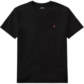Футболка Polo Ralph Lauren Ss23, однотонная, с V-образным вырезом, короткими рукавами, детская, черная 323832906-008 XL