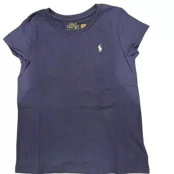 Футболка Polo Ralph Lauren Ss24, однотонная, с вышитым логотипом, круглым вырезом, короткими рукавами, детские топы, темно-синие 313827451-004 L