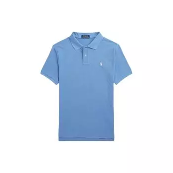Футболка Polo Ralph Lauren SS24, однотонная, с вышивкой в виде маленького пони, прямая, повседневная, с коротким рукавом, детские топы поло, синяя CWPOKNIY8021075-400 L