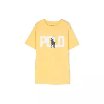 Футболка Polo Ralph Lauren Ss24 с принтом букв и круглым вырезом, повседневная, с коротким рукавом, для детей, желтая 323934270-003 L