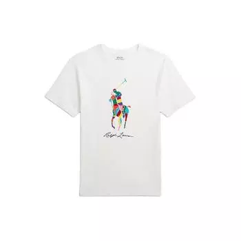 Футболка Polo Ralph Lauren Ss24 с принтом больших букв, с круглым вырезом, повседневная, с коротким рукавом, детская, топы, выбеленная CWPOTSHY8020812-100 L