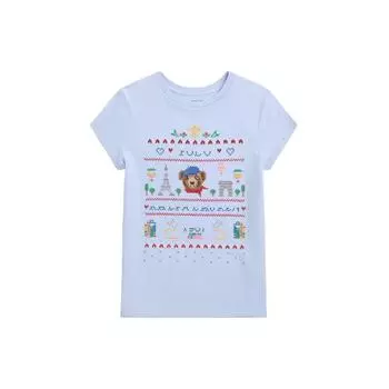 Футболка Polo Ralph Lauren Ss24 с принтом медведя и круглым вырезом, короткий рукав, детские топы гиацинтового синего цвета CWPOTSHG8020382-400 L