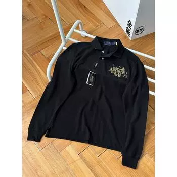 Футболка поло с длинным рукавом из чистого хлопка, повседневный классический стиль, весна-осень, новинка S синий