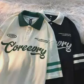 Футболка-поло с принтом в стиле ретро унисекс Harajuku 2023 года L абрикосовый