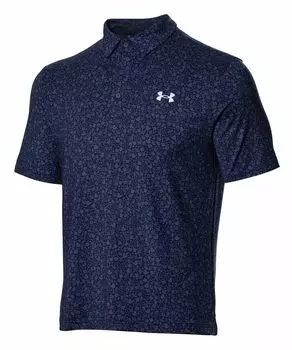 Футболка-поло UA Playoff Printed Polo Midnight Navy Downpour Gray Halo Gray M [Under Armor] 3.0