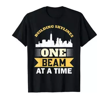Футболка «Построй Skyline по одной балке за раз» с изображением металлургии чёрный